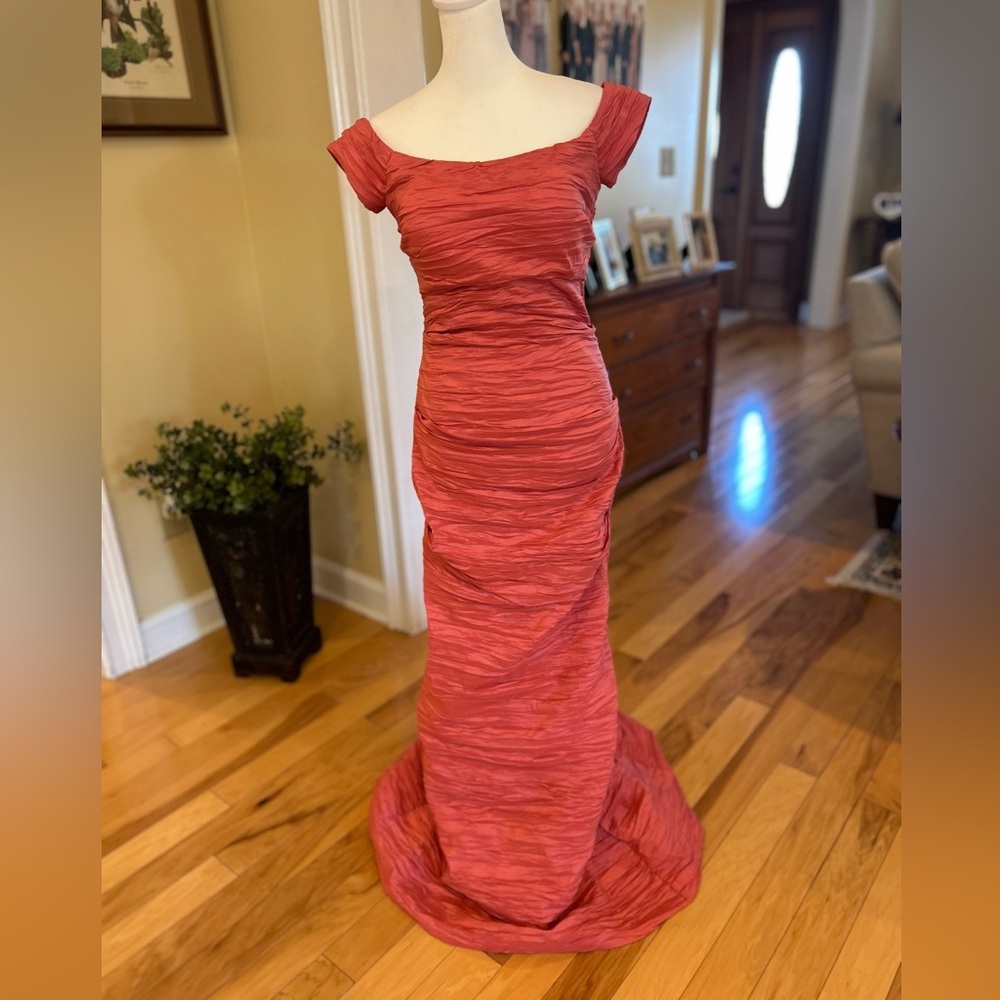 Alex Evenings Off-Shoulder Rouched Maxi Dress